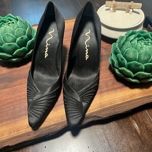 Nina Elegant Black Satin Heels